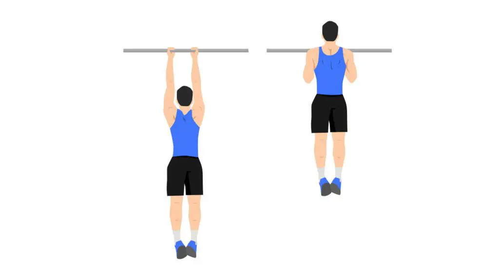 illustration of a man doing close grip pull ups