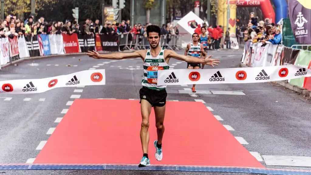 man finishing marathon race