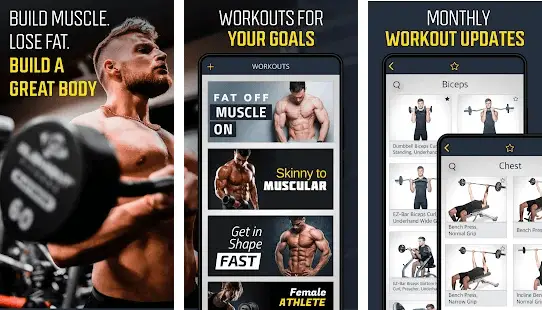 best workout apps for ectomorphs:screenshot of Gym Workout Planner - Weightlifting plans