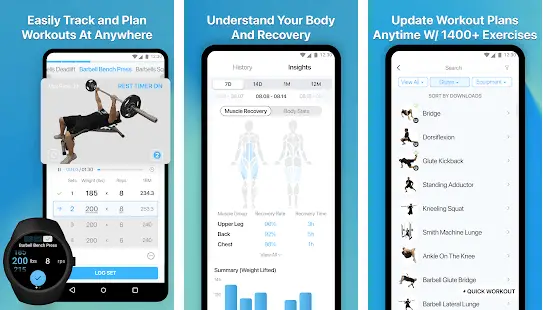 best workout apps for ectomorphs:screenshot of Jefit Workout Plan & Gym Log Tracker
