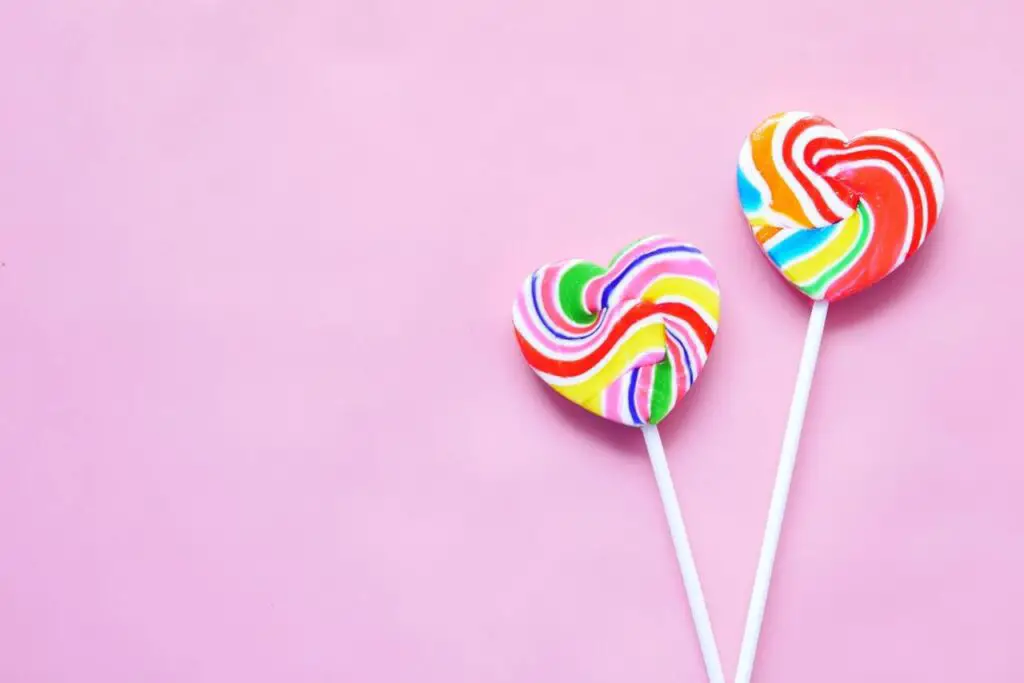 colorful heart lollipops