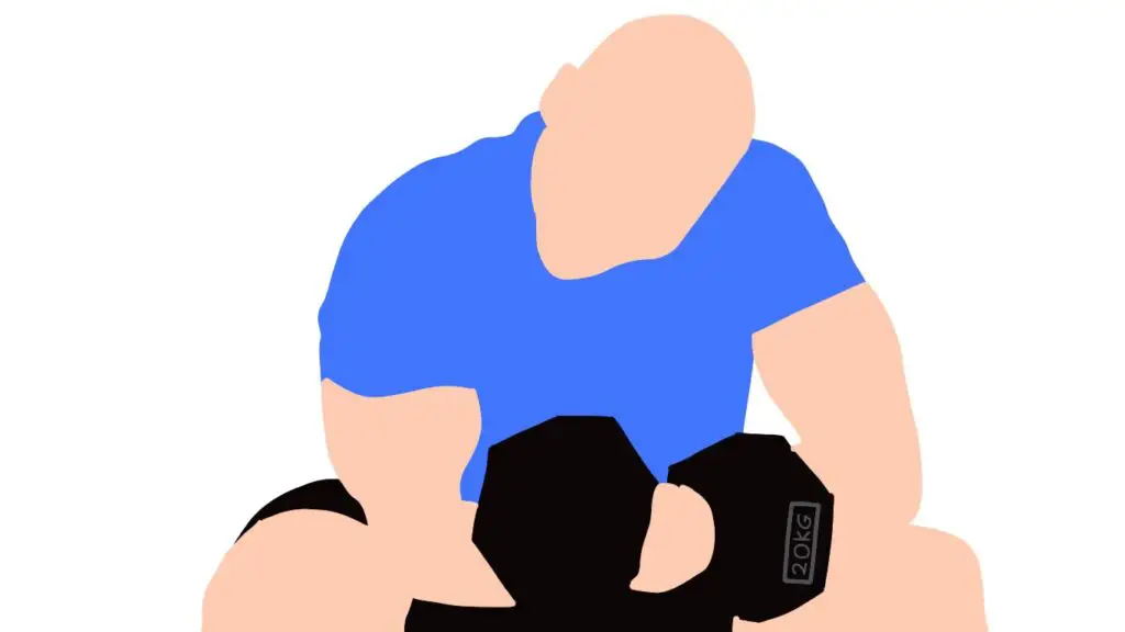 illustration of guy lifting 20kg dumbbells