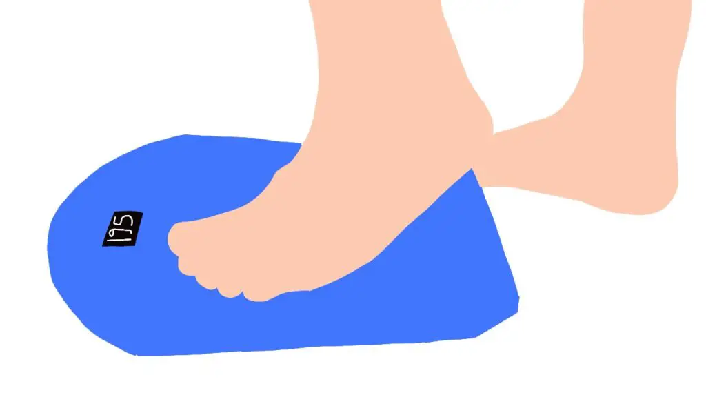 illustration of a person getting on a scale